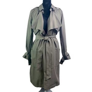 NWT REVAMPED OUTERWEAR Women's Olive Green Military Style Trench